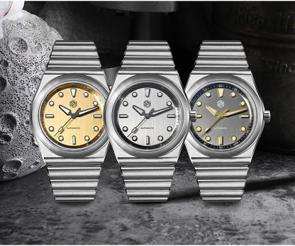 San Martin 40mm Men Sports Watch SS Brushed Dial Integrated Bracelet Miyota 90S5 Original Design Automatic Mechanical SN0149