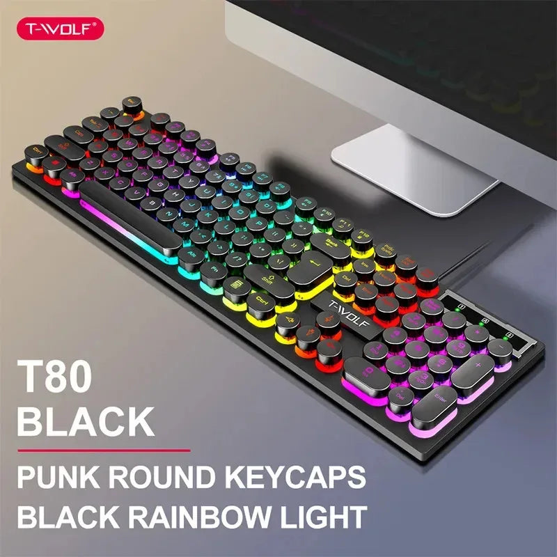 2026NEW RGB Gaming Mechanical Keyboard USB Wired 104 Keys Keyboard Backlit Black Red Blue Light for Computer Laptop Pro Keyboard