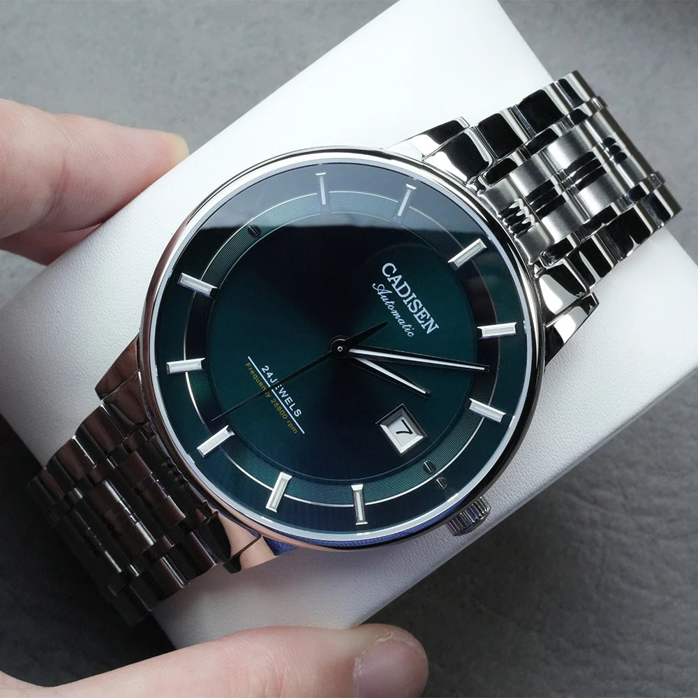 CADISEN Ultra-thin Mechanical Wristwatch Japan MIYOTA 9015 Top Brand Luxury Single-dome Sapphire Crystal Automatic Watch Man