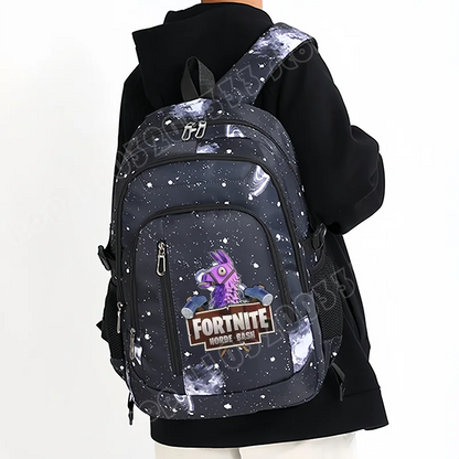 Fortnite Starry Sky Backpack Large Capacity Waterproof Laptop Bag Game Character Print Student Pack Boys and Girls Back to School Bag