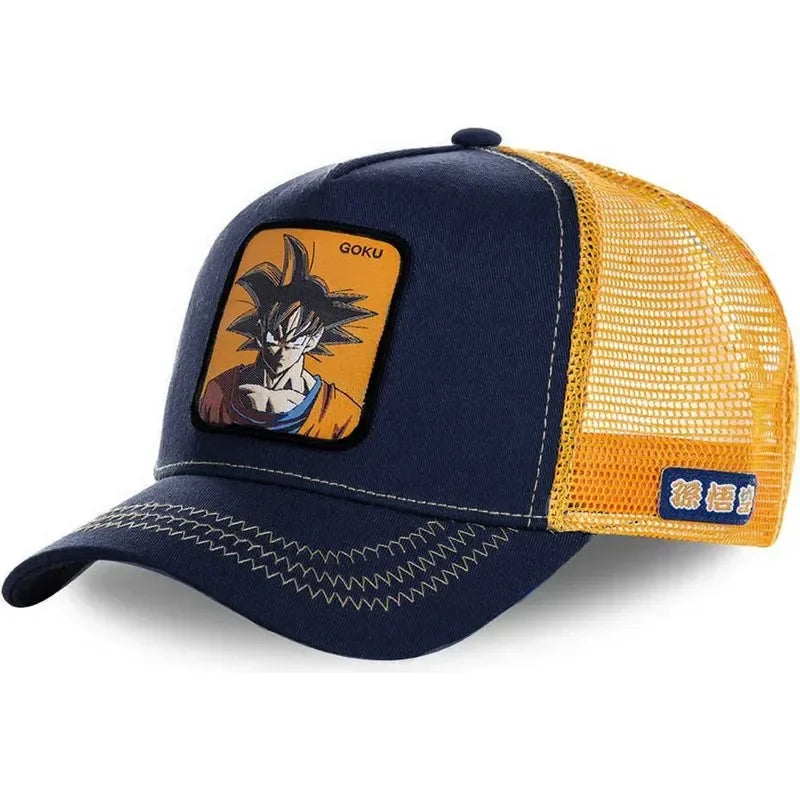 Dragon Ball Son Goku-baseballkasket til mænd, sommerkasket til rejser, broderet hiphop-solskærm, justerbar trucker-meshkasket