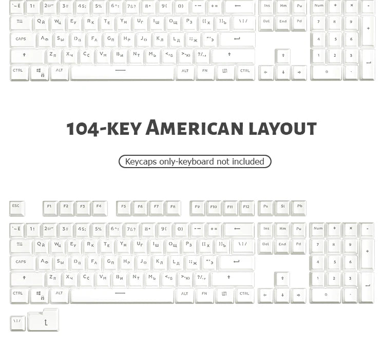 104 Keys Korean French Russian Spanish German Backlit Keycaps For Mx Switch Mechanical Keyboard OEM Profile ABS Key Caps DIY