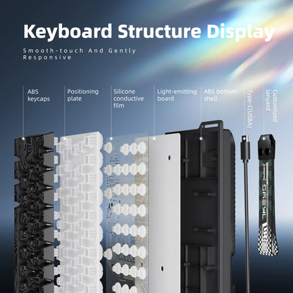 60% compact wired keyboard with RGB backlighting and gradient keycaps suitable for Windows tablets, laptops, and gamers.