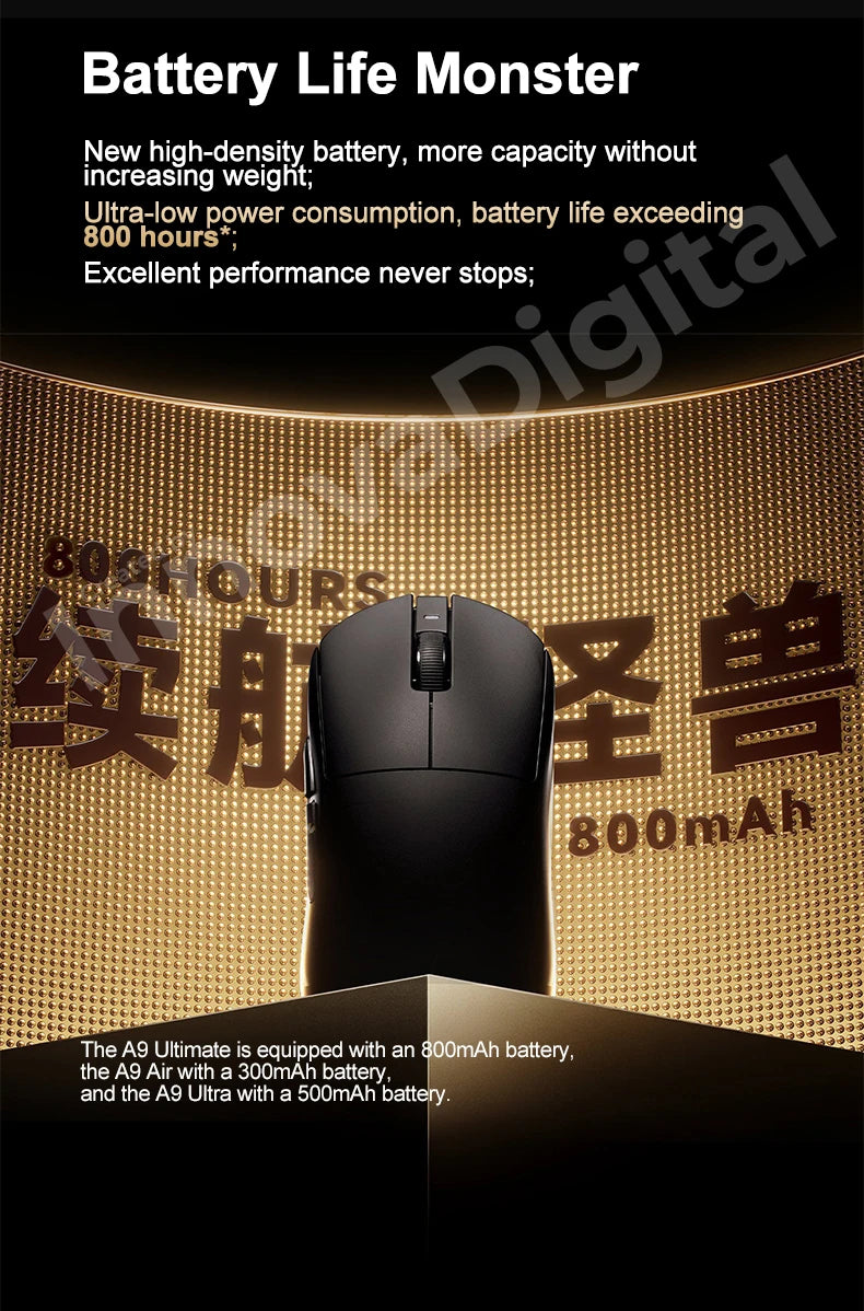 ATK Dragonfly A9 Ultimate Wireless Gaming Mouse, PAW3950 Ultra Sensor, 8KHz Polling Rate, Ultra Lightweight Ergonomic Gaming Mouse for FPS & Esports