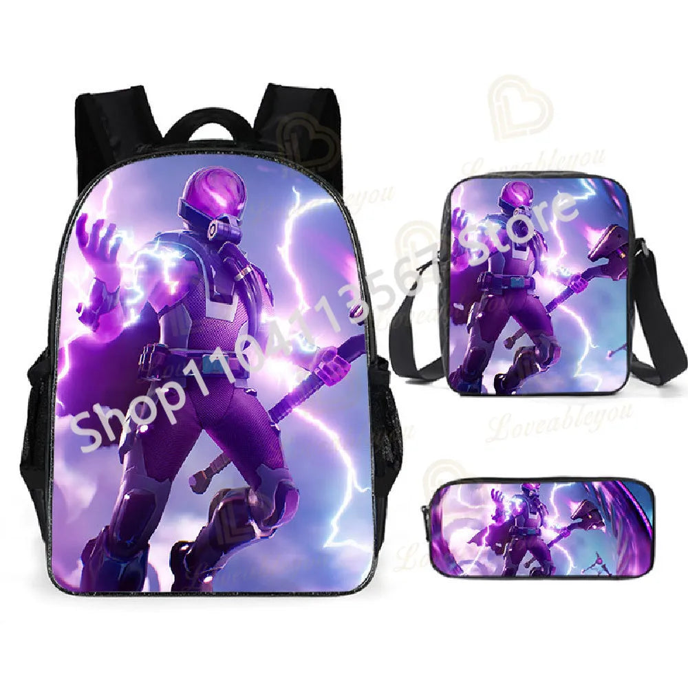 Fortnite Kids 3pcs Backpack Set Women Backpacks Office Stationary for Teenage Girls Boys Laptop Backpack Casual Travel Rucksack