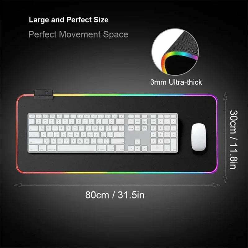 Gaming Call of Duty RGB Mouse Pad Office Large Size PC LED Glowing Keyboard Natural Rubber Anti-Slip Mice Mats Lock Edge Thicken