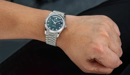 Sugess 36mm Mens of Watch Automatic Dandong Peacock SL3034 Day Movement Sapphire Glass 100m Waterproof Wristwatches MOP Date New