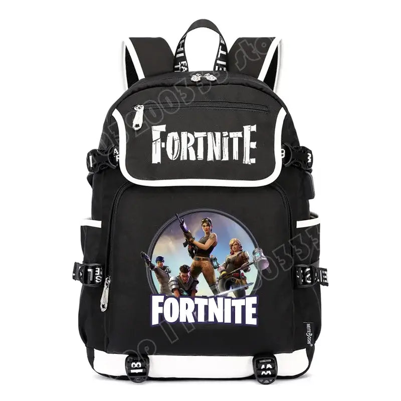 Mochila Fortnite de Grande Capacidade, Saco de Ombro Casual com Porta USB, Unissexo, Estilo Anime, para Estudantes, Nova Mala Escolar Elegante, Presente de Papelaria