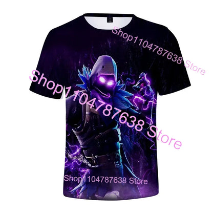 Summer T-shirt Raven Ultima Knight Fortnite T-Shirt, 3D Print Banana Peely Men’s Tee, Battle Royale Game Tops, Birthday Gifts