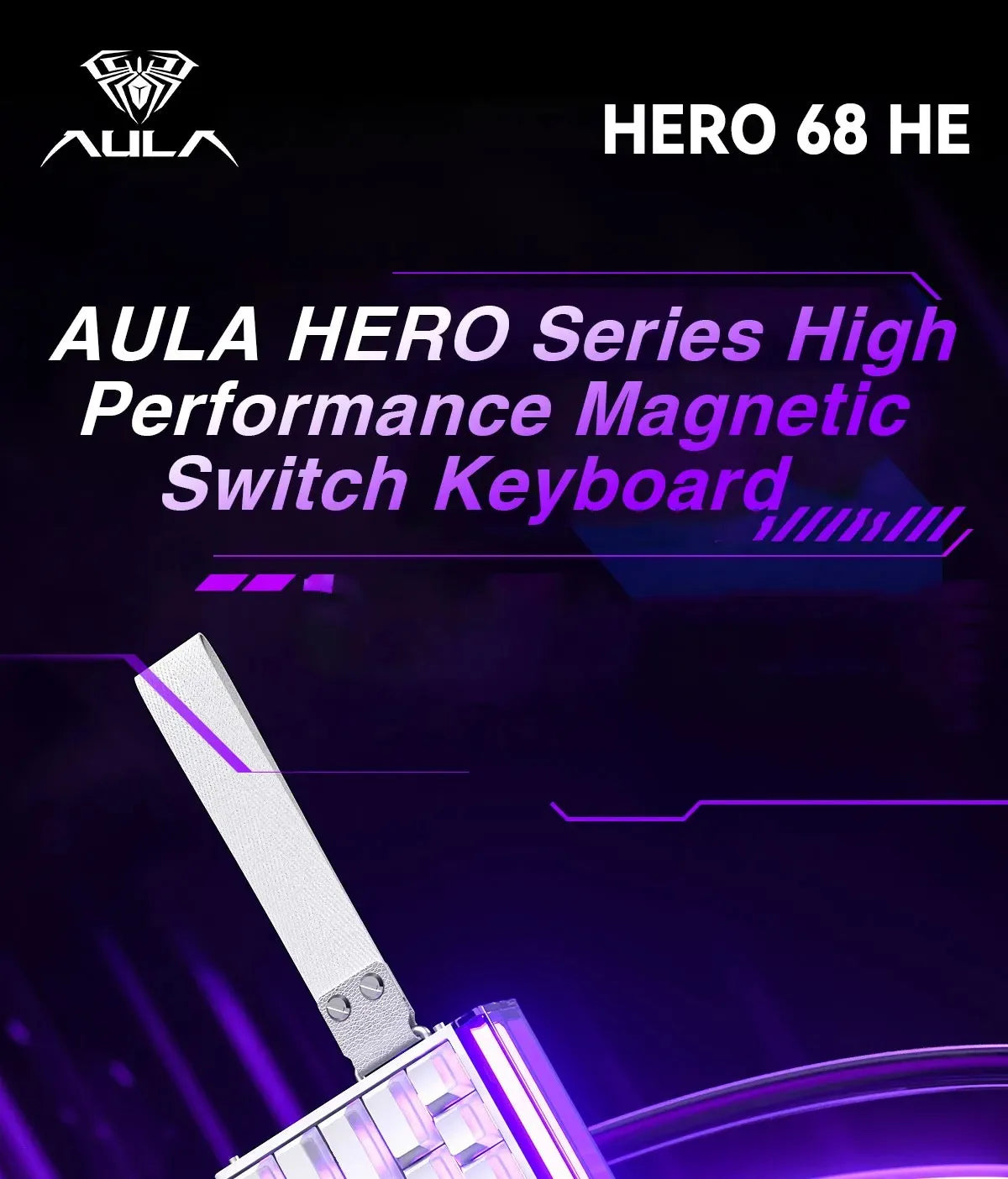 Tastiera AULA HERO 68HE con switch magnetici RGB, tastiera meccanica gaming Rapid Trigger, polling rate 8K, cablata, eSport personalizzata