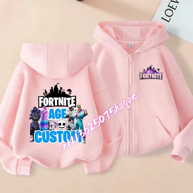 Kid Outdoor Jacket Cartoon FORTNITED Girl Boy Sweatshirt Coat High-Quality Thin Windbreaker Girl Autumn Zip Jacket Clothing Tops