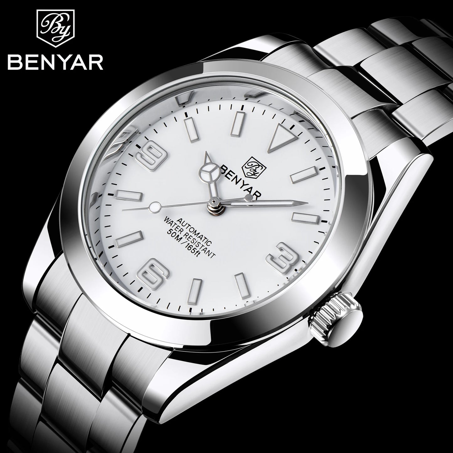 BENYAR 2025 New Men's Automatic Mechanical Watch Business Sports Luxury Men's Watches 50M Waterproof Clock Relogios Masculino