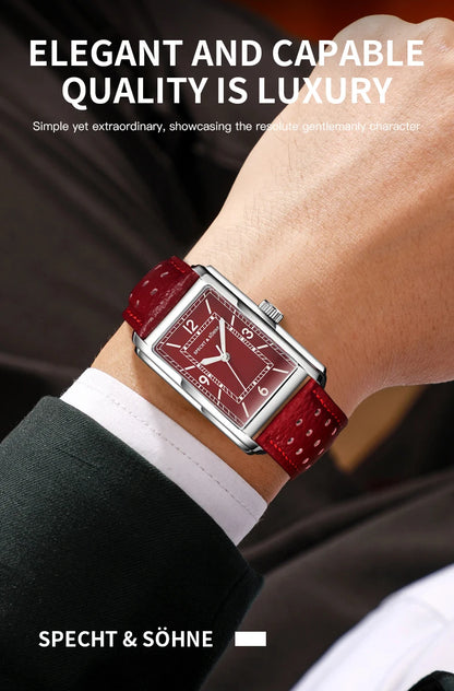 Specht & Söhne Neue modische 28MM quadratische Uhr für Herren, VH31-Uhrwerk, Sportuhr, blau, Edelstahl, Saphirglas, wasserdicht