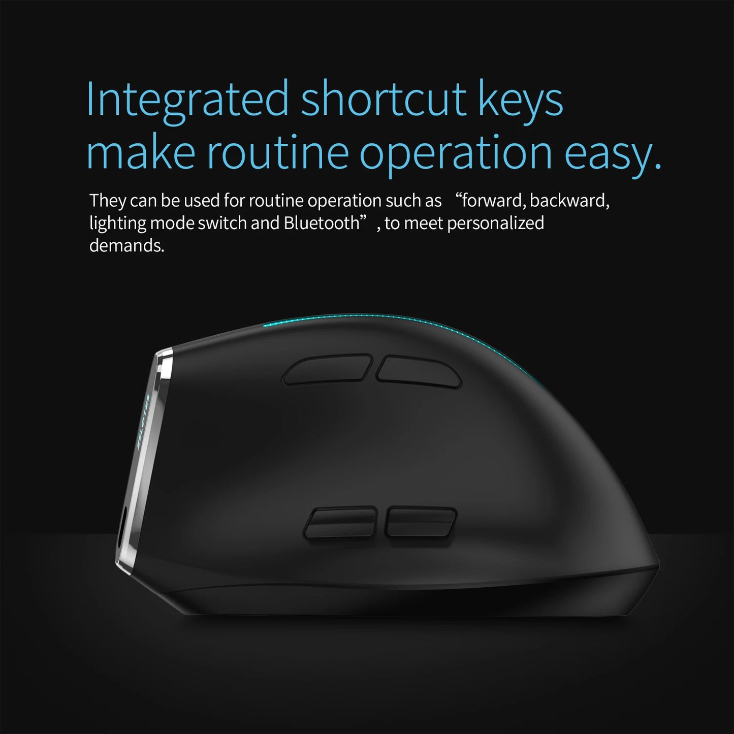 ZELOTES F36 Vertical Wireless Mouse Bluetooth Ergonomic Mice Rechargeable Programmable Gaming Mouse 2.4G 2400DPI for Laptop PC