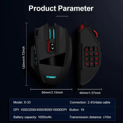 E-YOOSO X-33 RGB Gaming Mouse 16000 DPI Wired USB Gaming Mouse with 18 Programmable Buttons for PC & Laptop