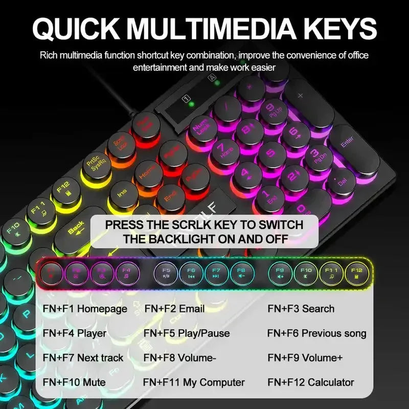 2026NEW RGB Gaming Mechanical Keyboard USB Wired 104 Keys Keyboard Backlit Black Red Blue Light for Computer Laptop Pro Keyboard