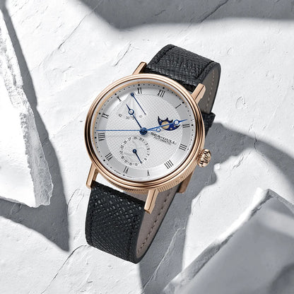 Seagull Men's Business Wristwatch Moon Phase Leather Luxury Automatic Mechanical Men's Watches 50M Waterproof Relogio 6092