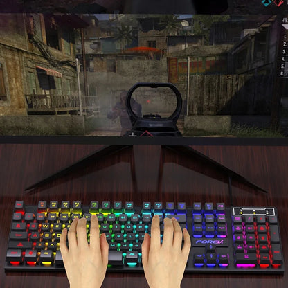 104Keys Wired Keyboard RGB Colorful Gaming Keyboard USB Wired Keyboard Standard Keyboard for PC Laptop Android Windows Mac OS