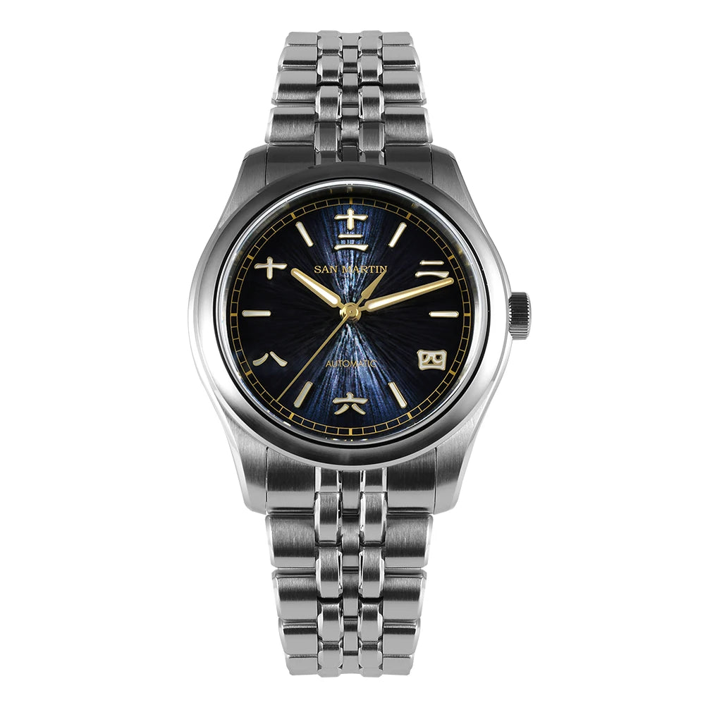 San Martin 39mm Enamel Sunray JianZhan Dial Men GADA Watch 90S5 Automatic BGW-X1 10Bar Sapphire 5-Link Bracelet SN0144CG