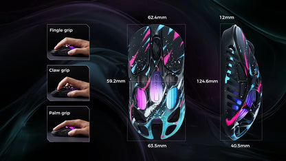 GravaStar Mercury X Pro Tri-Mode Wireless Gaming Mouse, 8K Receiver, Magnesium Alloy Lightweight, Long Battery Life, RGB Gaming