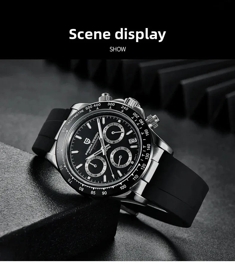 PAGANI DESIGN 40MM V2 Sky Blue Dial Classics Men Quartz Watches Sapphire Retro Chronograph Stainless Steel Waterproof Watch Men