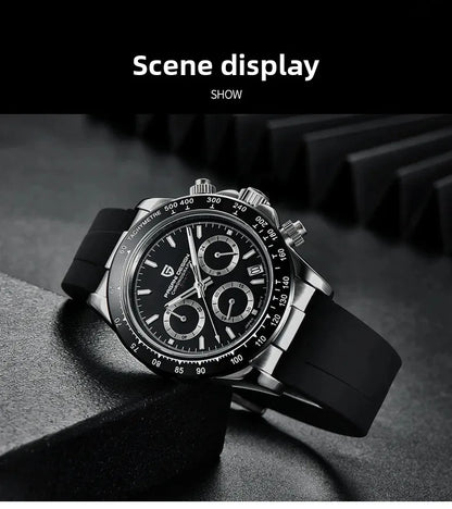 PAGANI DESIGN 40MM V2 Sky Blue Dial Classics Men Quartz Watches Sapphire Retro Chronograph Stainless Steel Waterproof Watch Men
