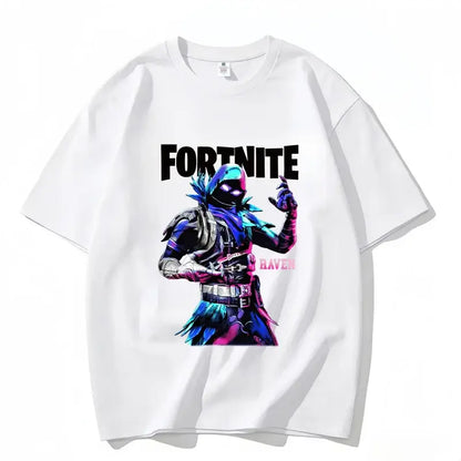 Fortnite Crew Neck T-Shirt Unisex Adult Game Dance Fashion New Pure Cotton Short Sleeve Tops Perfect for Casual Wear Vacations