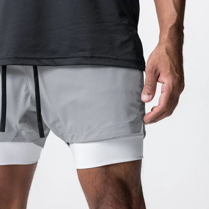 Dragon Ball Men's Double-layer Shorts Son Goku Summer Japanese Anime Fake Two-piece Sports Fitness Quick-drying Shorts, produit gaming premium Fraquane