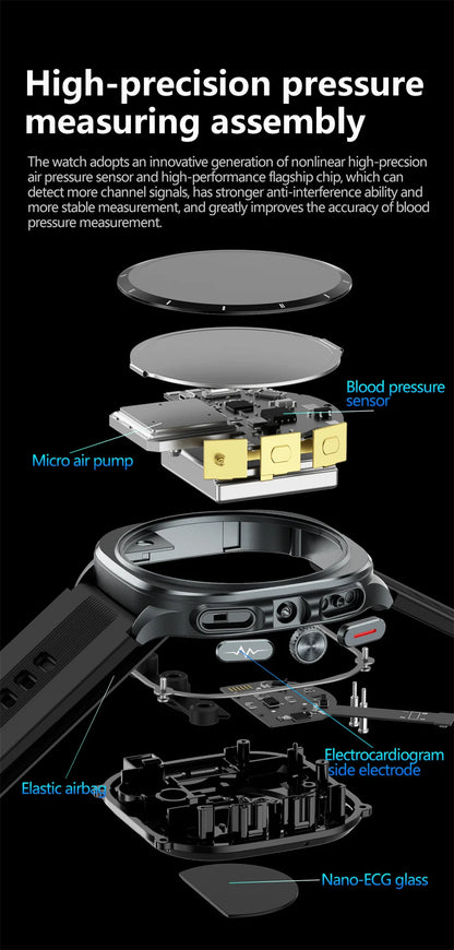 2026 New Health track Smartwatch Air Pump Airbag True Blood Pressure Health Measure Smart Watch Men Women Blood oxygen BT Call