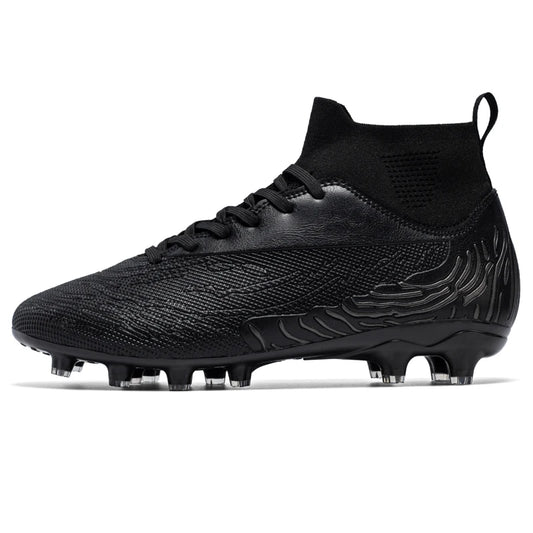 Black Men's Soccer Shoes AG/FG Cleats Training Football Boots High Ankle Sports Shoes for Men Kids Adults Sneakers Sizes 35-45