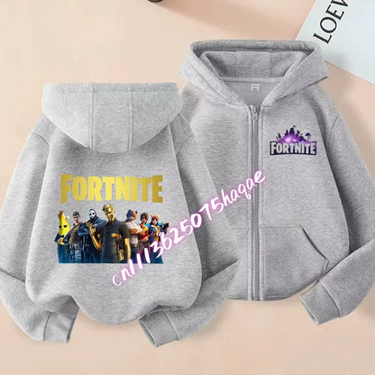 Fortnites Kids Zipper Hooded Coats Anime Fortress Night Sweatshirts Game Spring Autumn Hoodies Sportwear Children Clothes Gift