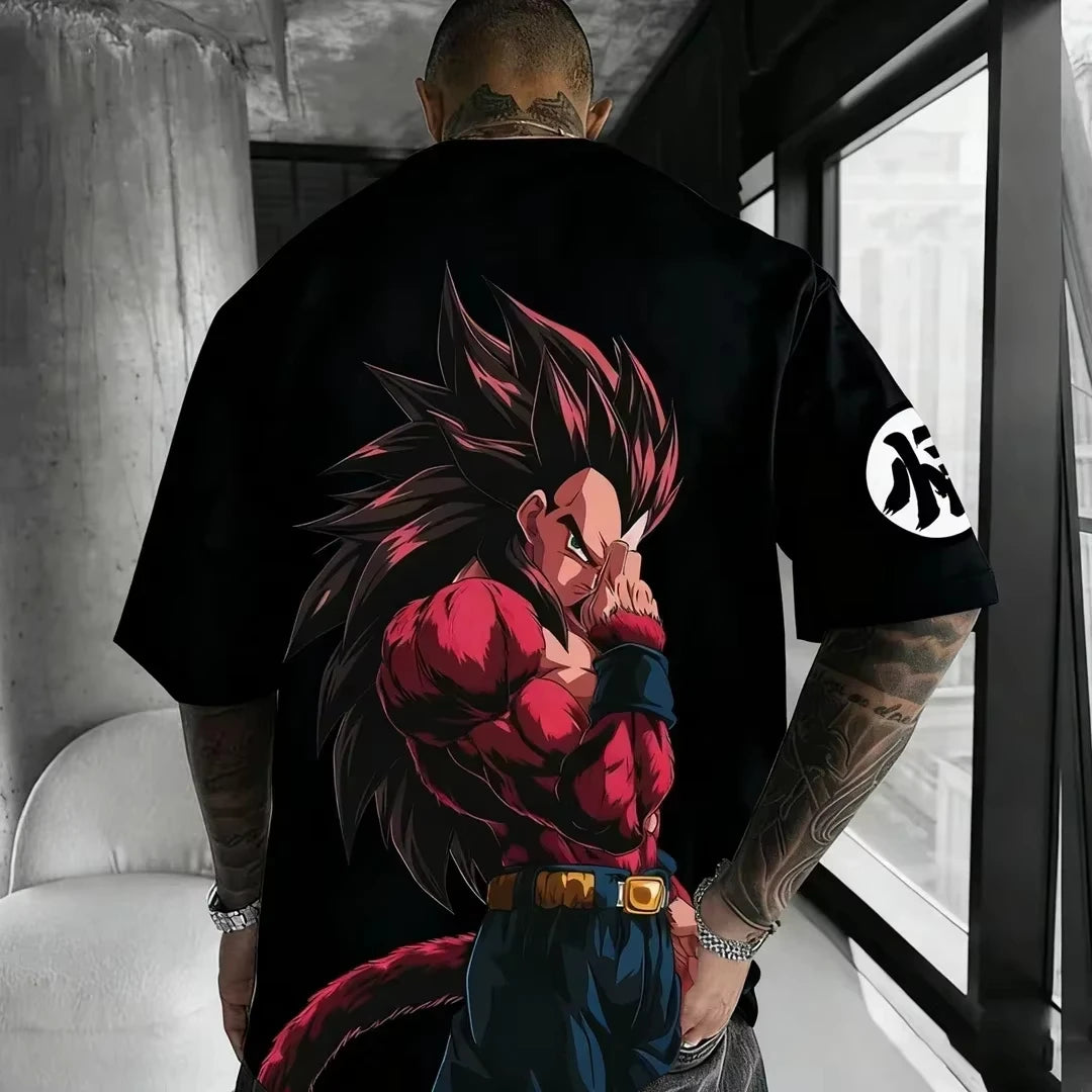 Summer 2026 Dragon Ball oversized T-shirt with power cord, Little Goku, artistic print, neutral casual Y2K