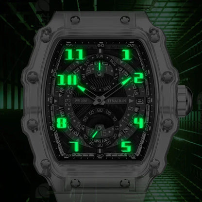 Unique Blue Fashion Brand Men's Watches Silicone Strap Waterproof Out Door Sport Military Watches for Men Multi Function Luxury