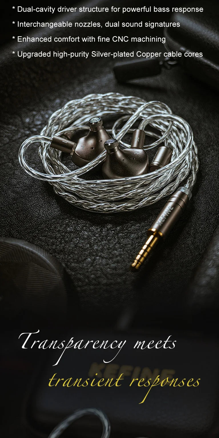 Auscultadores intra-auriculares com fio Kefine X ANELEARS Delci AE 10mm HiFi IEM – Monitores In-Ear com driver DLC+PU e afinação dupla para música e gaming