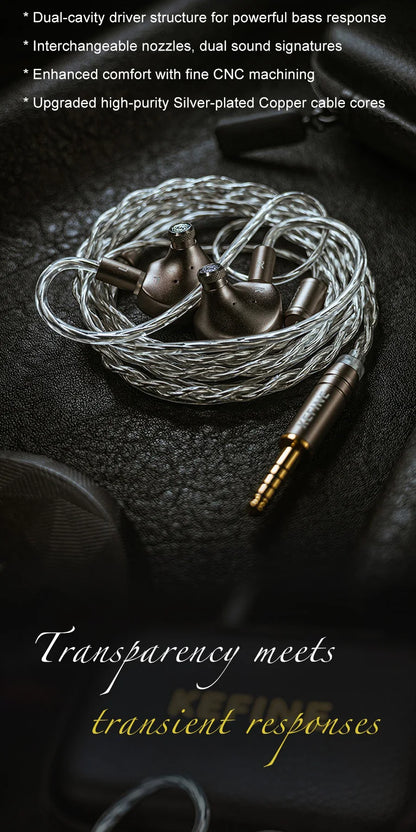 Auscultadores intra-auriculares com fio Kefine X ANELEARS Delci AE 10mm HiFi IEM – Monitores In-Ear com driver DLC+PU e afinação dupla para música e gaming