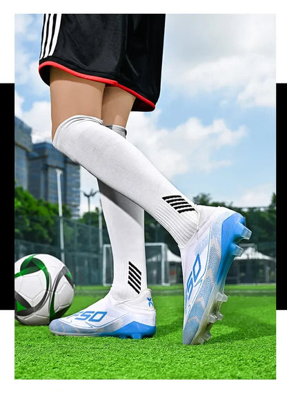Chaussures de football respirantes AG pour hommes et femmes, chaussures de football professionnelles antidérapantes, chaussures de sport d'extérieur, crampons d'entraînement