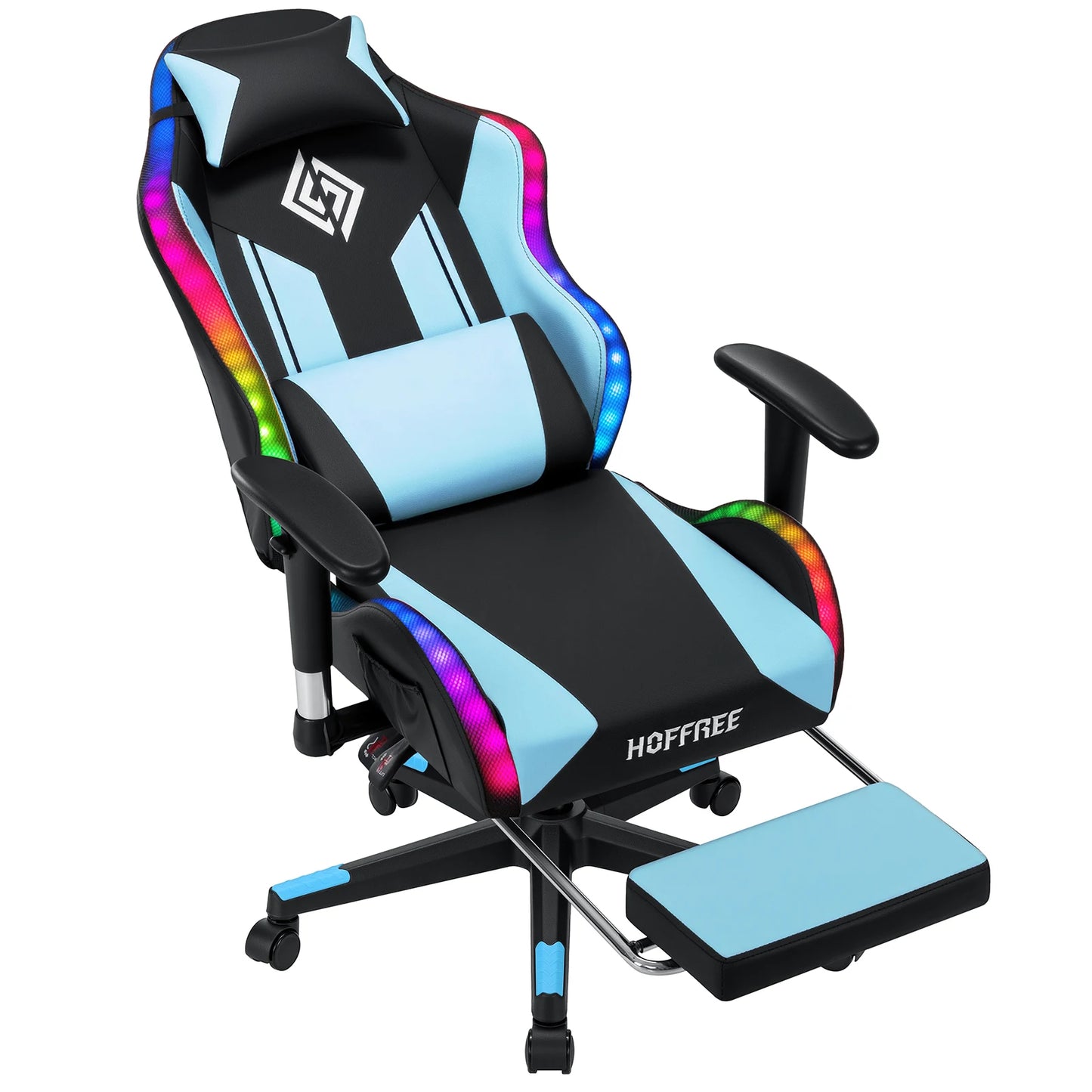 250Lbs Load LED Gaming Chair for Children 8-15 Years, Adjustable Gamer Chair with LED Lighting, Footrest & Lumbar Support