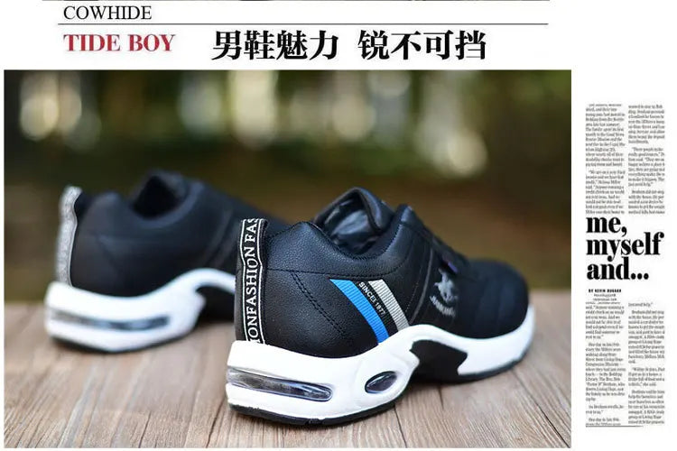 Pánské kožené tenisky Ležérní univerzální obuv Outdoorová protiskluzová běžecká obuv Módní pánské tenisky Zapatos Homme