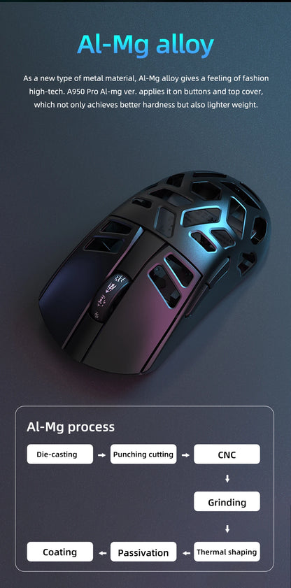 DAREU Al-mg Tri-Mode 8Khz PBT kabellose Gaming-Maus mit Schnellladefunktion PAW3950 30000 DPI, leicht, für PC-Gamer