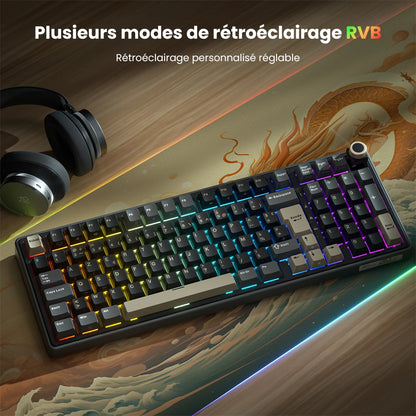 Teclado mecánico con cable RK ROYAL KLUDGE R98Pro Gasket, 98 teclas, RGB, hot-swappable, botón desmontable para gamers, keycaps PBT