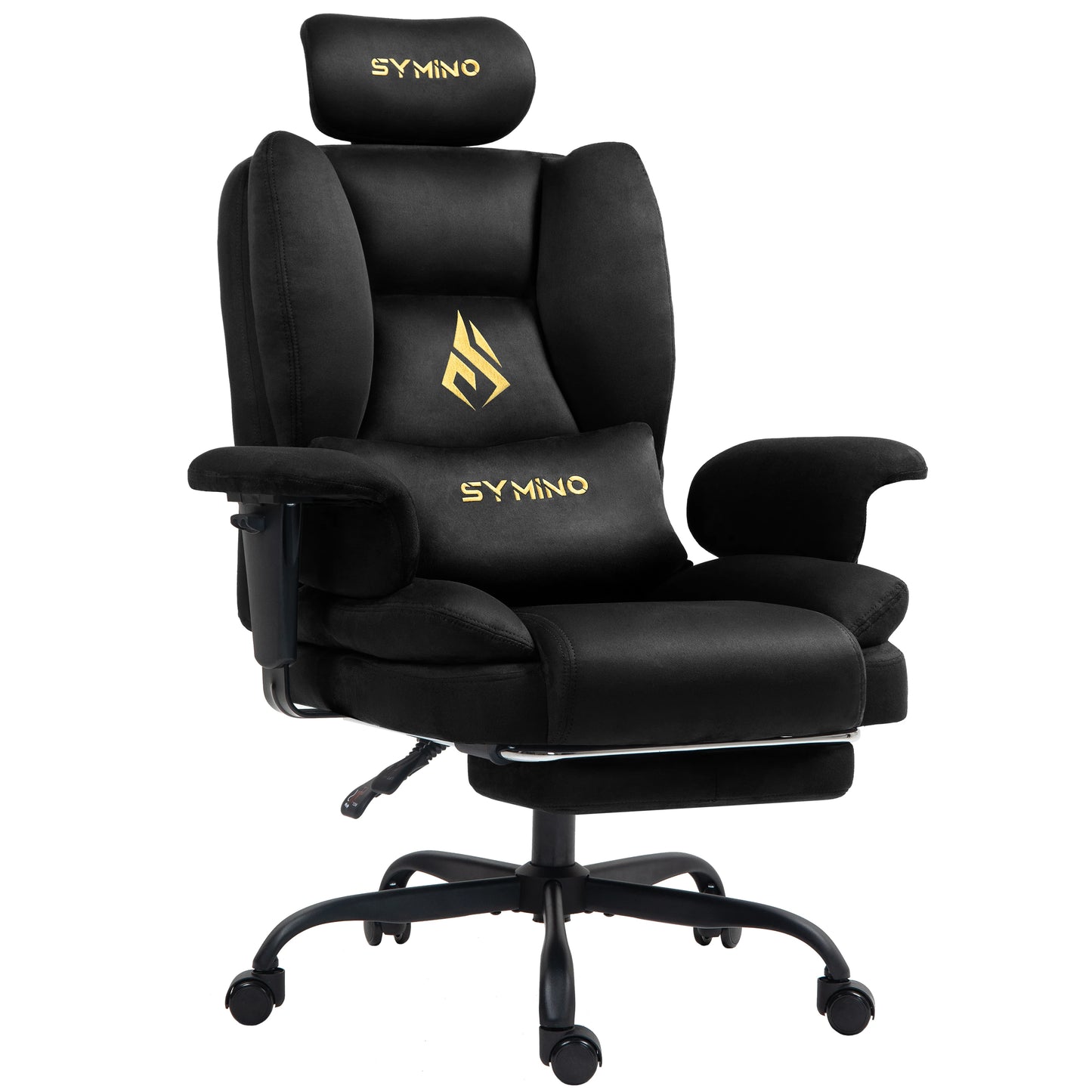 Symino Gaming Chair Faux Suede Office Chair with Footstool, Ergonomic Height Adjustable Swivel Chair, Comfortable Executive Chair for Gaming & Office
