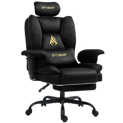Symino Gaming Chair Faux Suede Office Chair with Footstool, Ergonomic Height Adjustable Swivel Chair, Comfortable Executive Chair for Gaming & Office