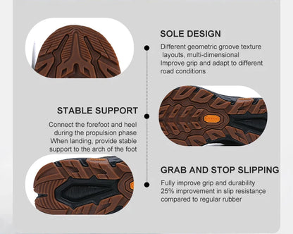 ‌Hikeup Men's Outdoor Hiking Shoes Lightweight Energy Return Trekking Walking Sports Shoes with Strong Grip & Support