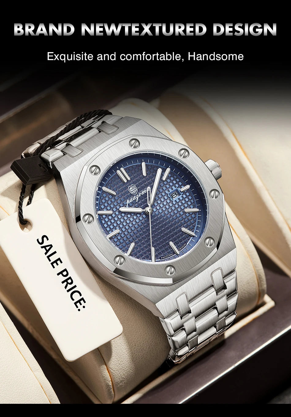 PAAZOMU Luxury Square Man Quartz Watch Waterproof Luminous Date Men's Watch High Quality Stainless Steel Business Men Watches