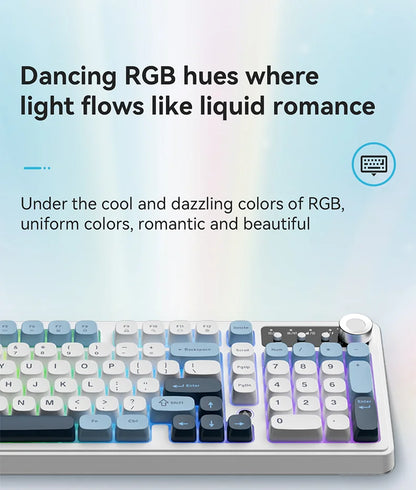 AJAZZ AF98 Wired/Wireless Keyboard Mechanical Feel Office Long Battery Life Three-Mode RGB Mixed Light ABS Keycaps Ergonomics