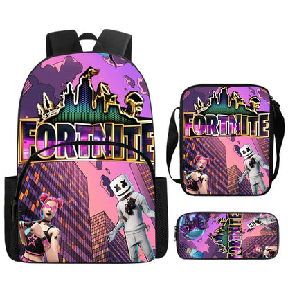 Fortnite 3Pcs Bag Set, Backpack with Front Pocket, Crossbody Bag and Pencil Case, Boys and Girls The Best Gift for Children