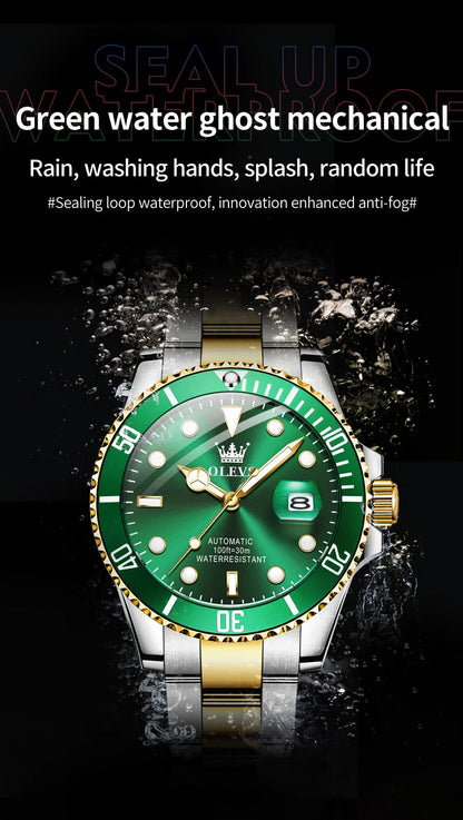 OLEVS Watches Man Fashion Luxury Automatic Mechanical Watch Waterproof Luminous Date Men's Watch Waterproof Luminous Box Gift