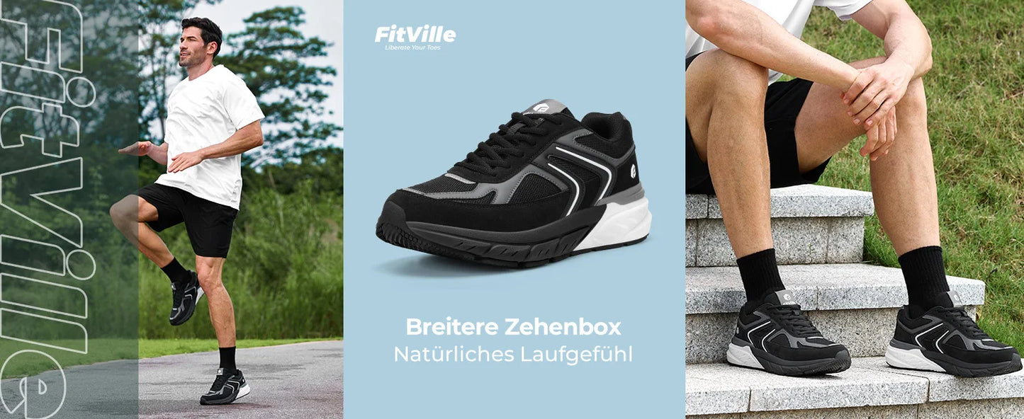 Fittington Wide Shoes for Men Casual Walking Sneakers Orthopedic Arch Support for Plantar Fasciitis Neuropathy
