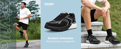 Fittington Wide Shoes for Men Casual Walking Sneakers Orthopedic Arch Support for Plantar Fasciitis Neuropathy