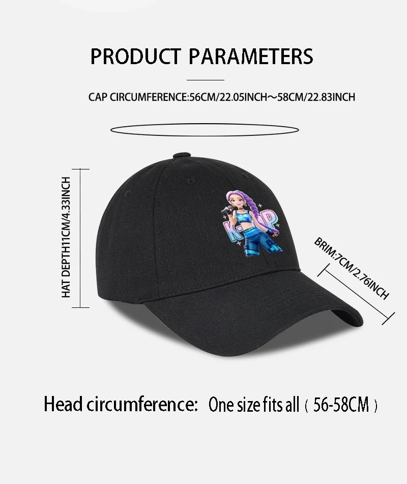 K-POP Purple Hair Idol Cartoon Print Baseball Cap Men Women Y2K Streetwear  Adjustable Dad Hat Sun Hat